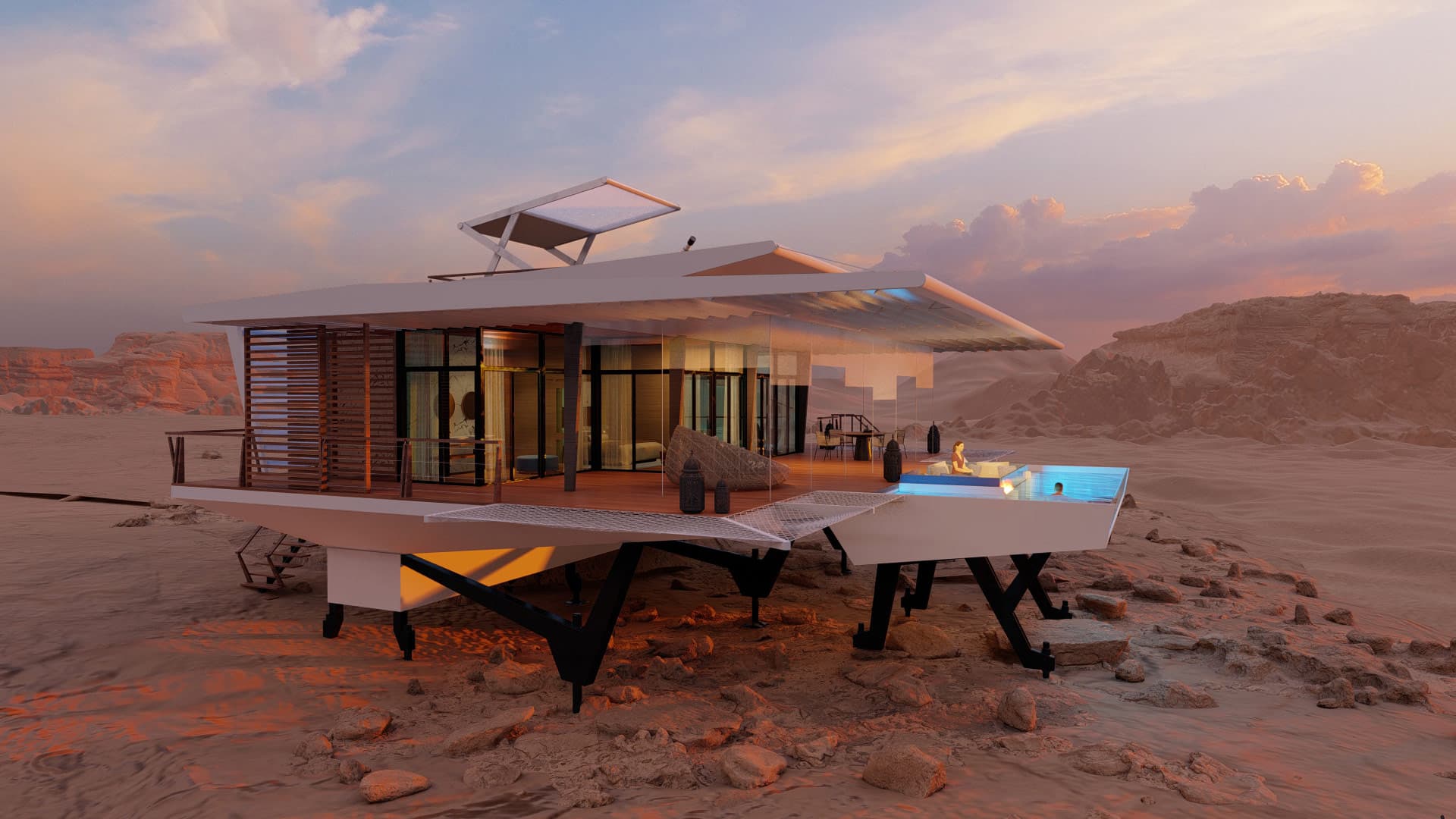 This private oasis is complete with its own patio, pool, and firepit.