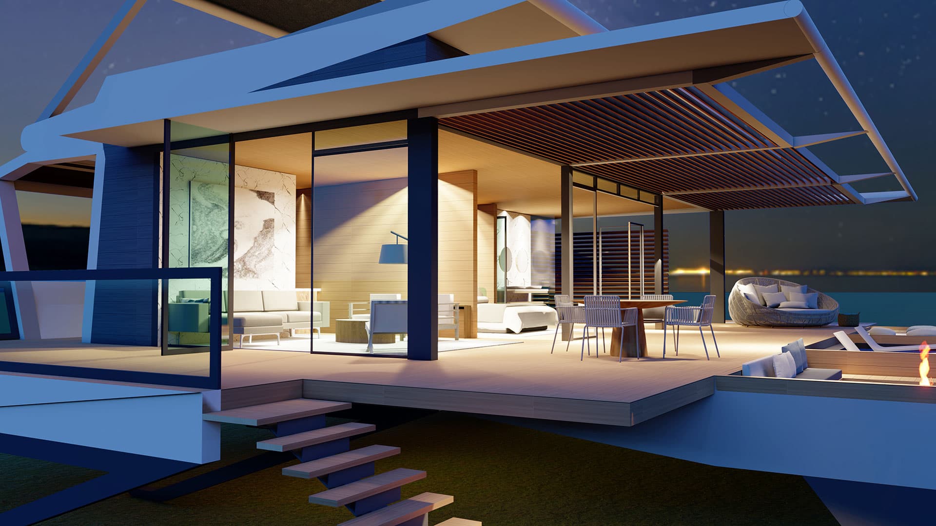 Interiors are expansive and adaptable to accommodate guests' changing needs.