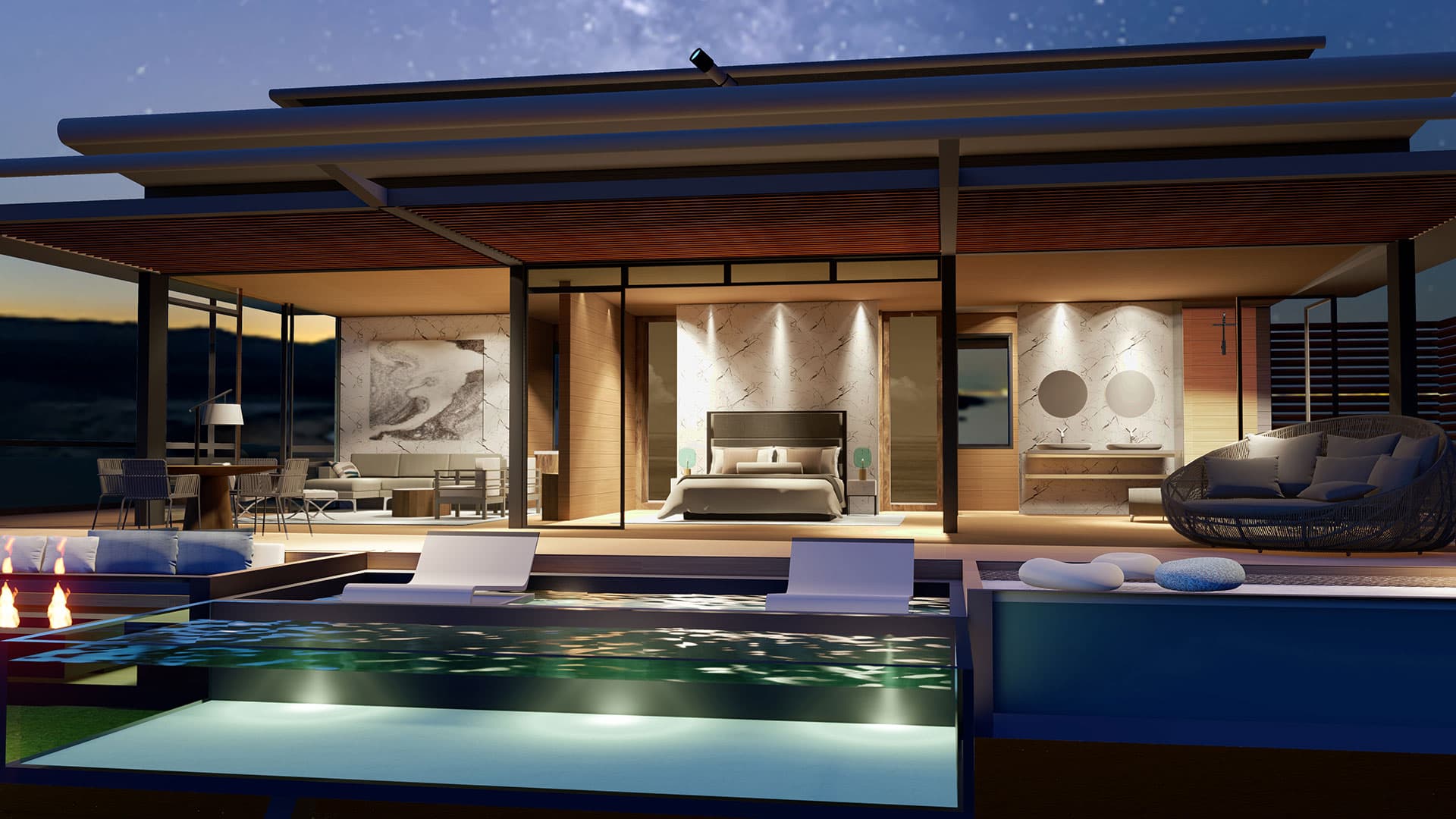 With floor-to-ceiling views, guests will relish in the serenity of nature.